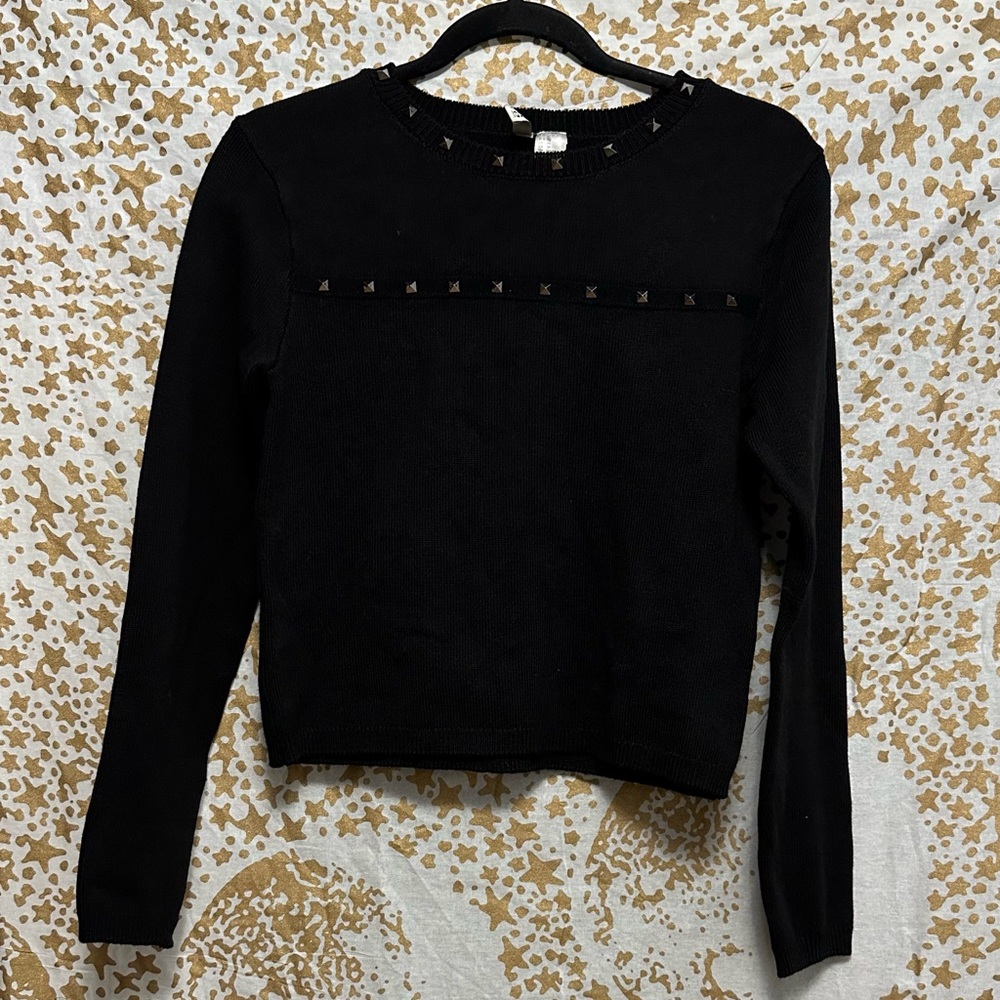Divided Black Long Sleeve With Studs